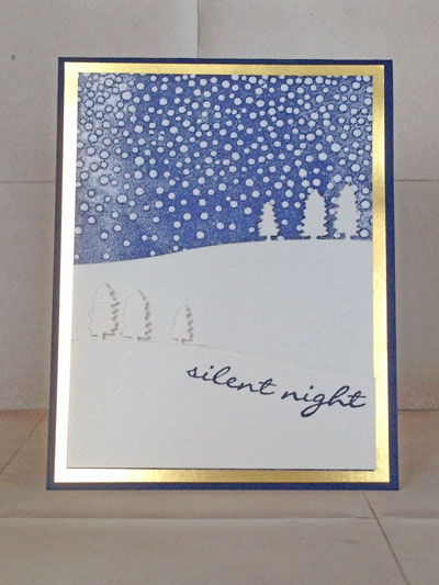 handmade Christmas card using the Sleigh Ride Edgelits and Softly Falling embossing folder