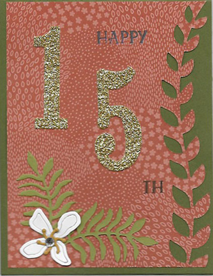 handmade birthday card using the Botanical Builder Framelits and Large Number Framelits