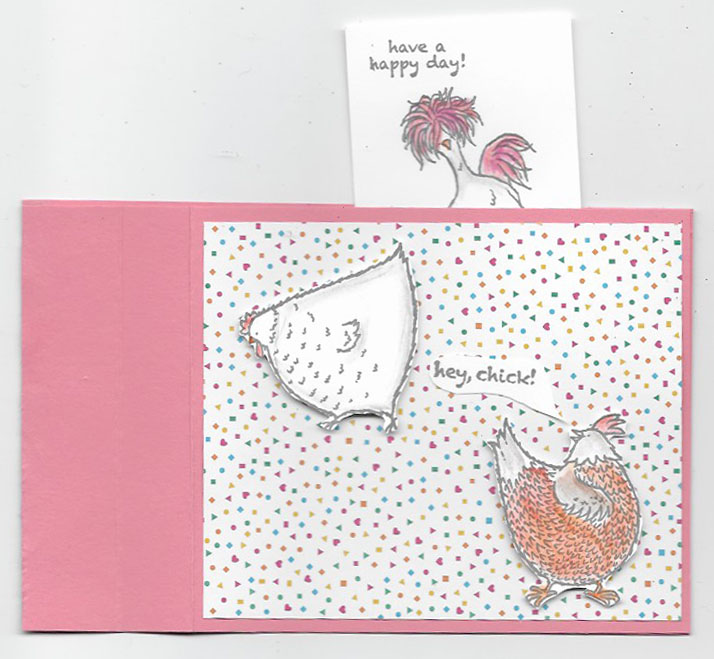 Opened wiper card using Hey, Chick stamp set