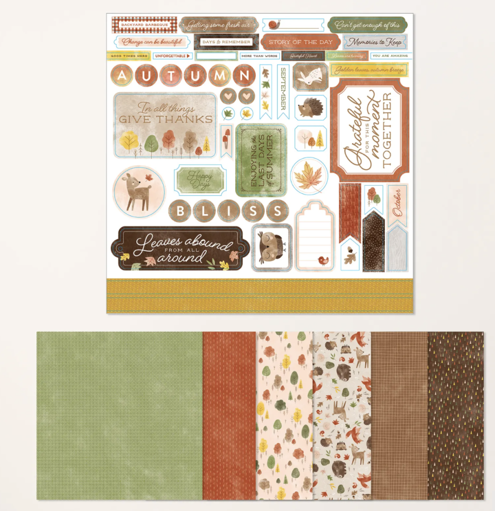 photo is of the Sweet Days of Autumn Bundle with a sticker sheet